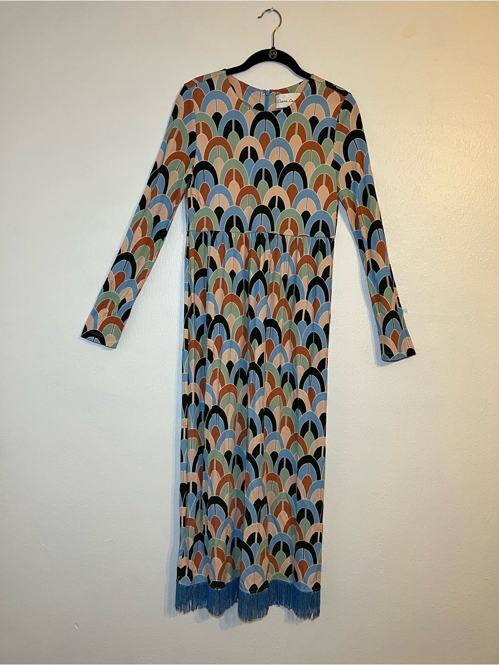 Cara Cara Multicolor Geometric Long Sleeve Midi Dress size medium
